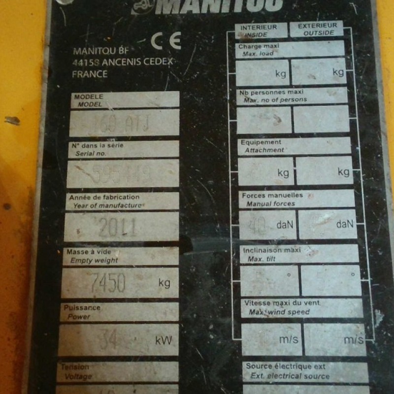 Nacelle élévatrice Manitou 160ATJ