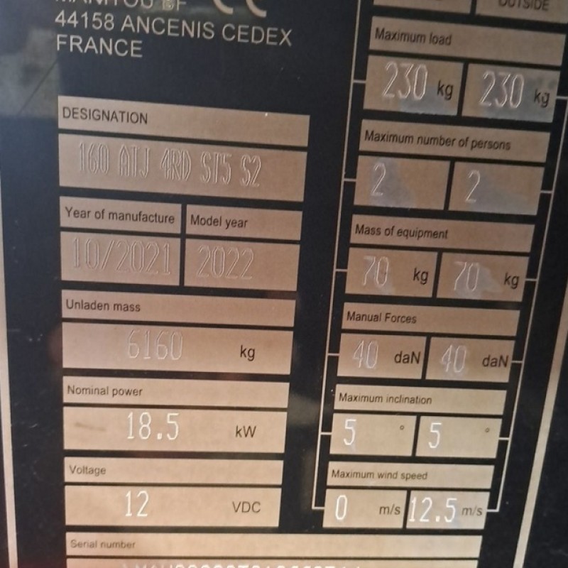 Nacelle élévatrice Manitou 160ATJ