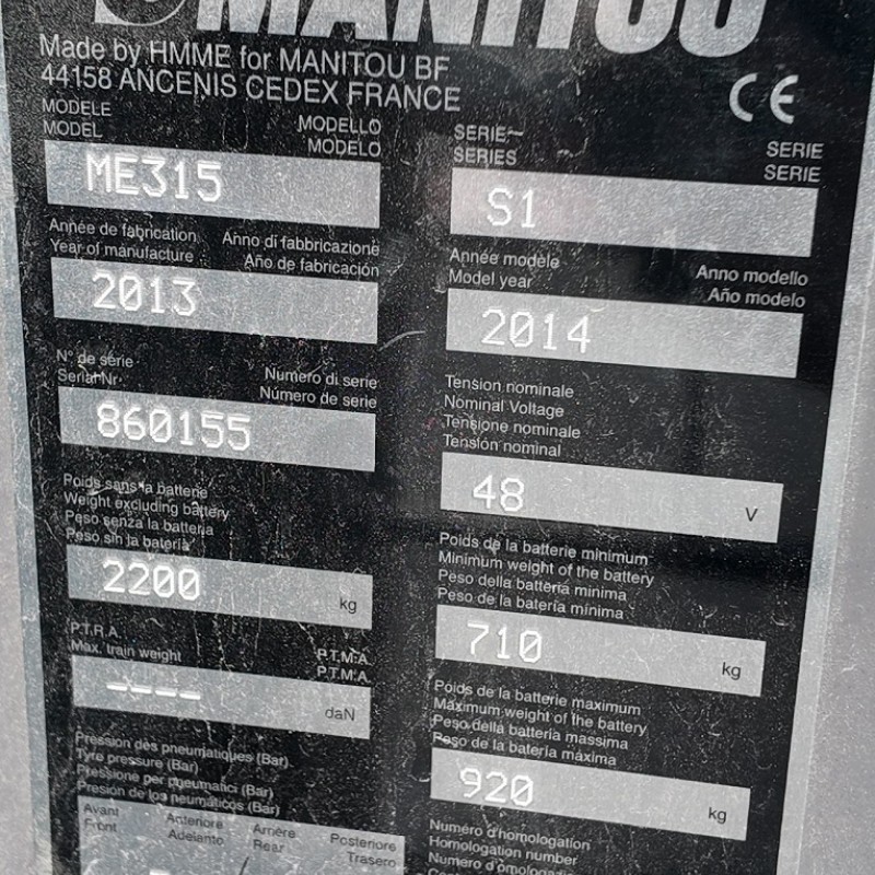 Masted forklift truck Manitou ME315